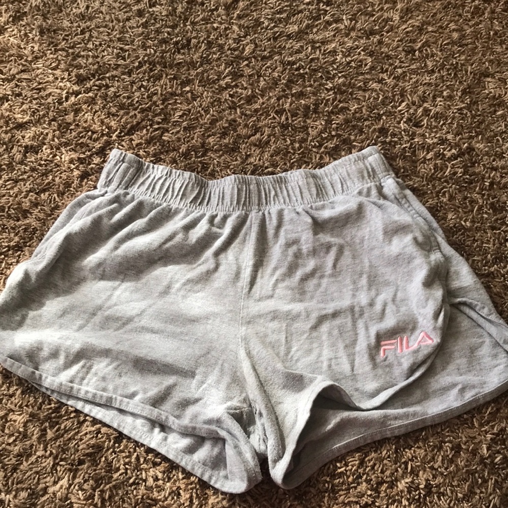 Gray and light pink Fila shorts- XL in girls- 14-16